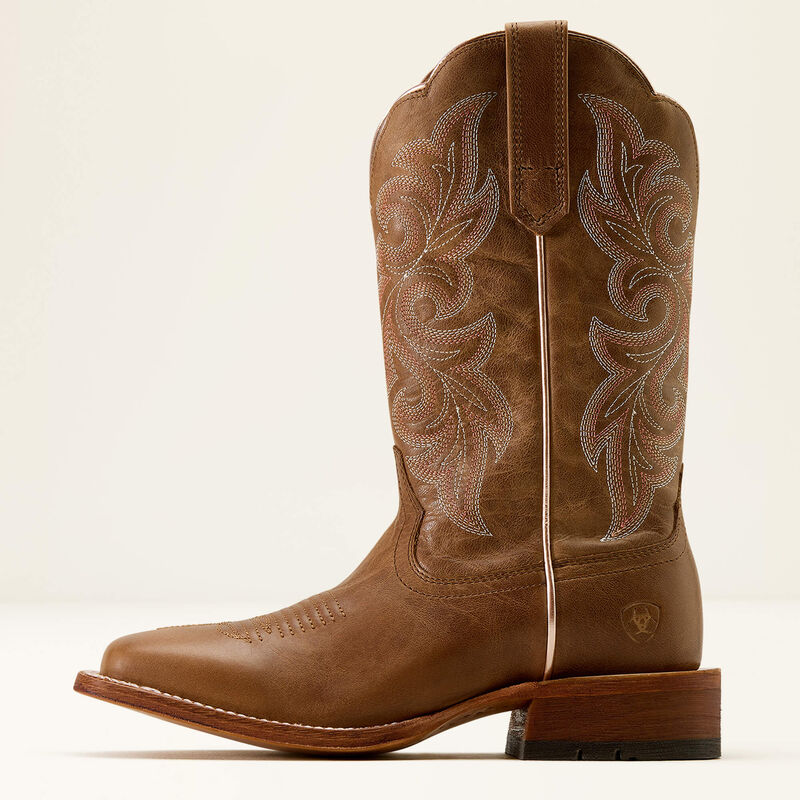 Ariat Women's County Lane Wide Square Toe Western Boot in Natural Tan