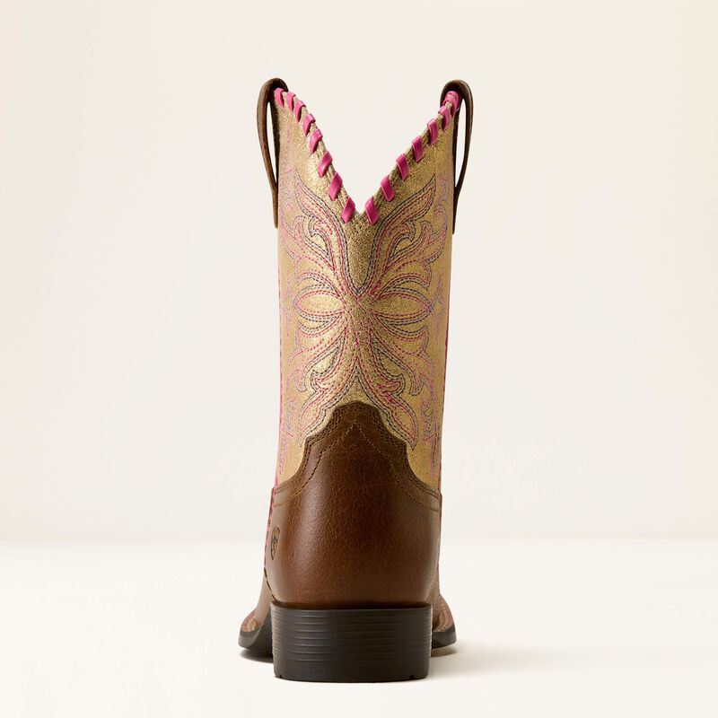 Ariat Kid's Sundown Western Boot in Georgia Clay/ Royal Gold Metallic