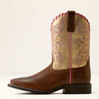 Ariat Kid's Sundown Western Boot in Georgia Clay/ Royal Gold Metallic