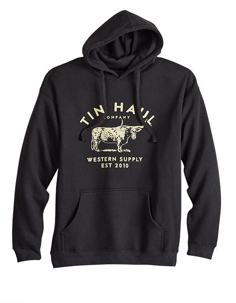 Tin Haul Men's Longhorn Logo Hoodie in Black