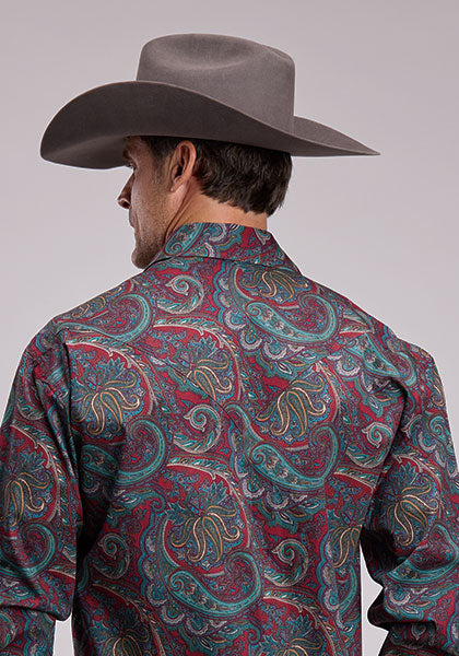 Stetson Men's Vintage Paisley Western Snap Shirt in Lodge Paisley