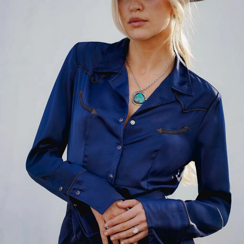 Stetson Women's Satin Western Dress in Navy