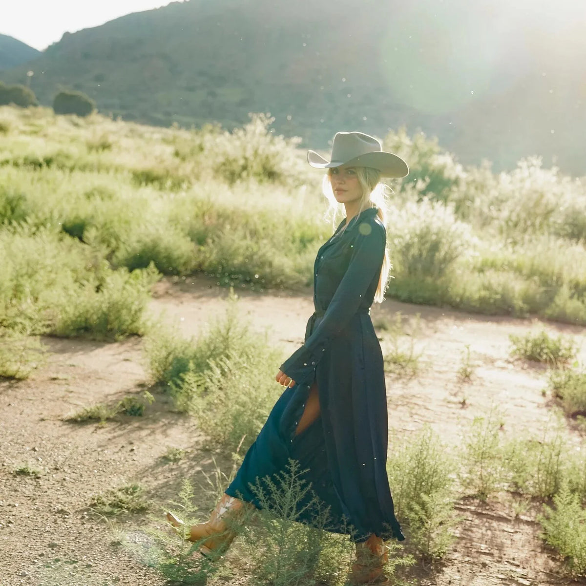 Stetson Women's Satin Western Dress in Navy
