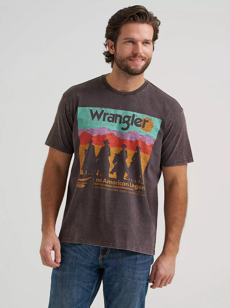 Wrangler Men's American Legend Vintage Fit Graphic T-Shirt in Phantom Acid Wash
