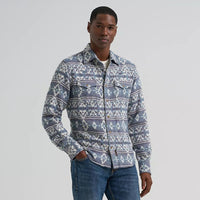 Wrangler Retro Premium Men's L/S Western Snap Jacquard Shirt in Grey Canyon