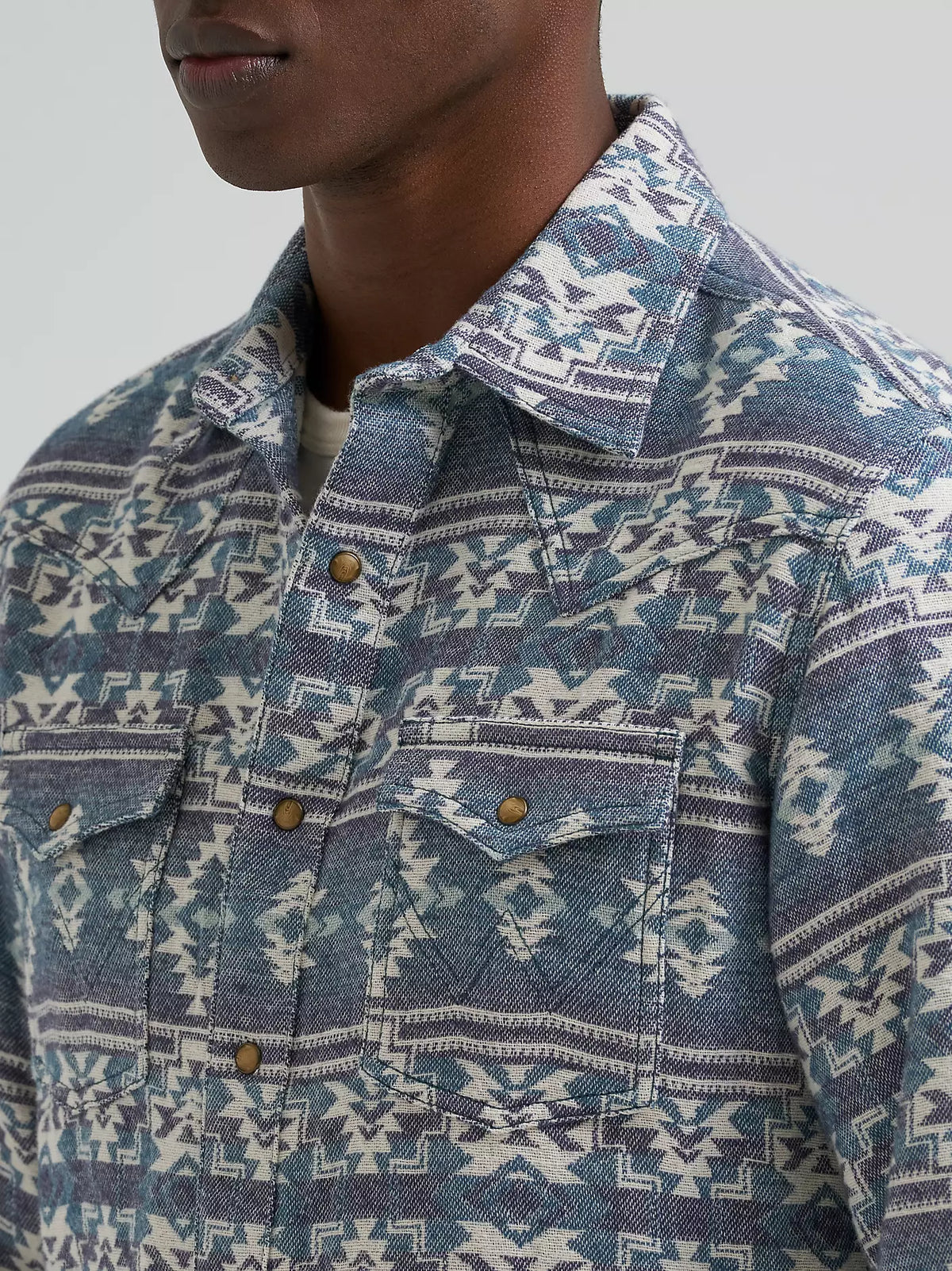 Wrangler Retro Premium Men's L/S Western Snap Jacquard Shirt in Grey Canyon