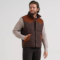 Wrangler Men's Corduroy Yoke Puffer Vest in Cambridge Brown