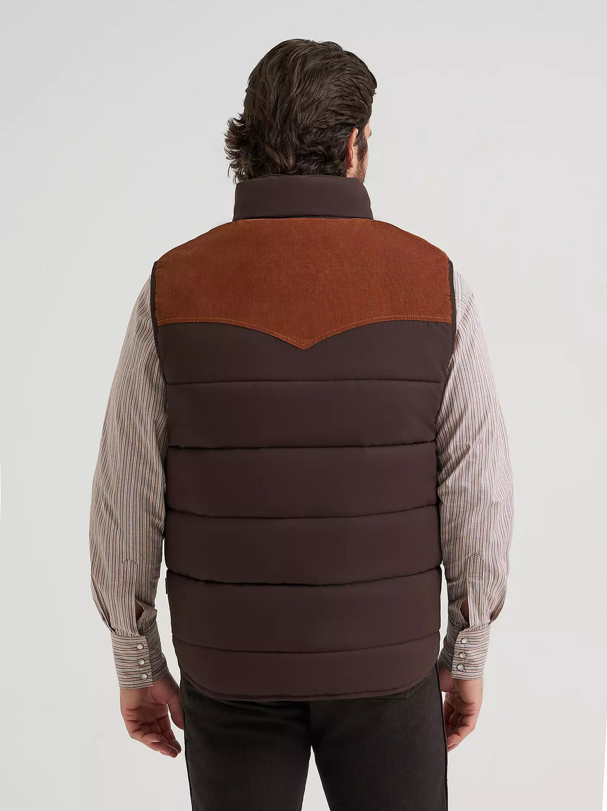 Wrangler Men's Corduroy Yoke Puffer Vest in Cambridge Brown