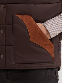 Wrangler Men's Corduroy Yoke Puffer Vest in Cambridge Brown