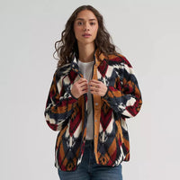 Wrangler Women's Hay Away Big Sky Sherpa Snap Jacket in Desert Chevron