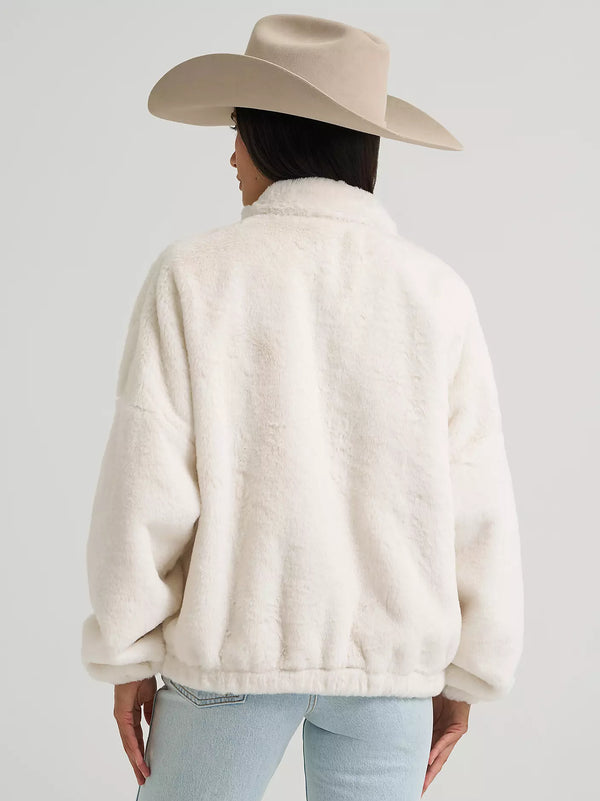 Wrangler Women's Open Range Faux Fur Jacket in White