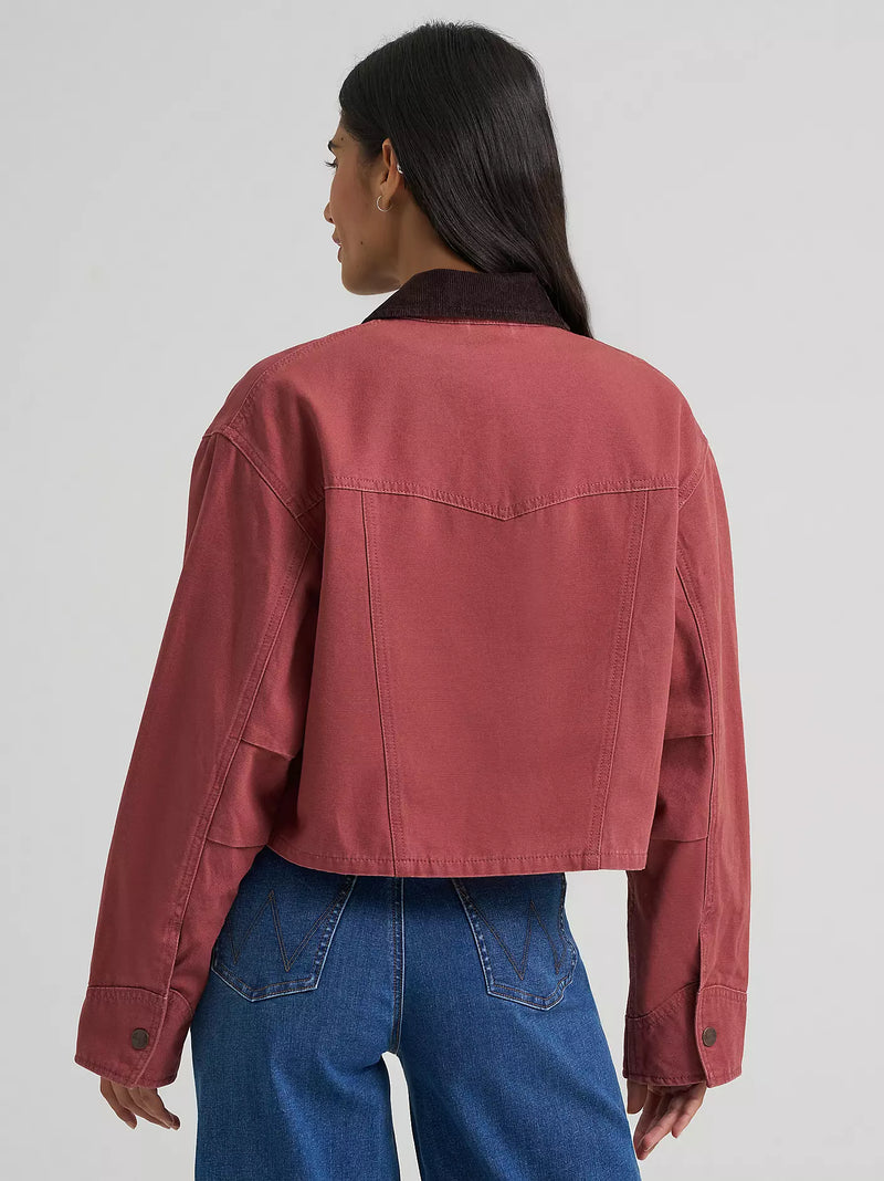 Wrangler Women's Western Cropped Utility Jacket in Rose