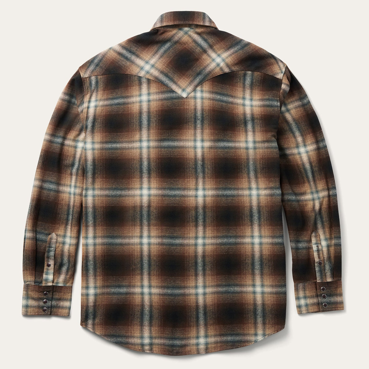 Stetson Men's L/S Ombre Plaid Western Snap Shirt in Dark Brown
