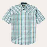 Stetson Men's S/S Plaid Western Snap Shirt in Turquoise