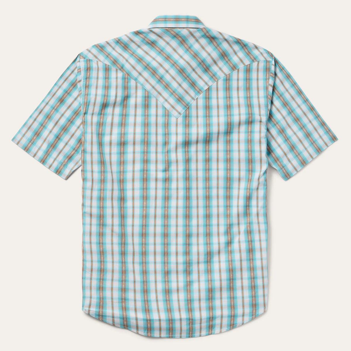 Stetson Men's S/S Plaid Western Snap Shirt in Turquoise