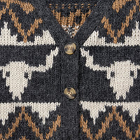 Stetson Women's Vintage Steer Head Cardigan in Charcoal