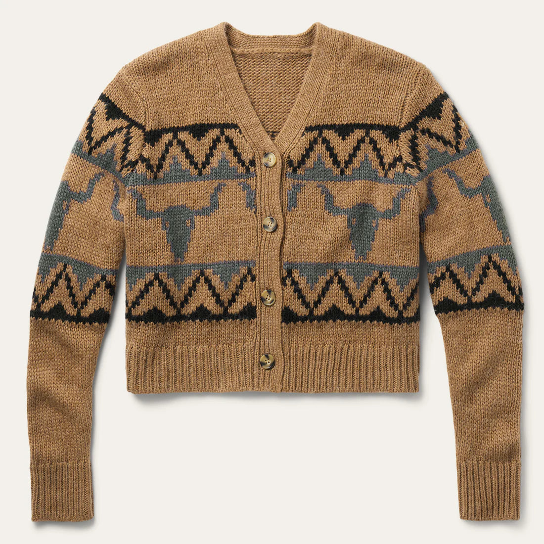 Stetson Women's Steer Head Cropped Cardigan in Brown