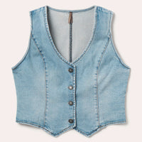 Stetson Women's Light Rinse Denim Vest in Blue