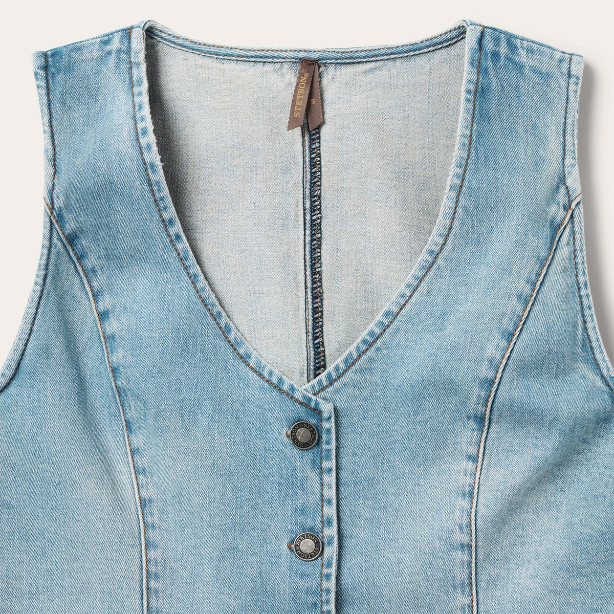 Stetson Women's Light Rinse Denim Vest in Blue