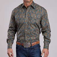Stetson Men's Vintage Medallion Paisley Western Snap Shirt in Brown