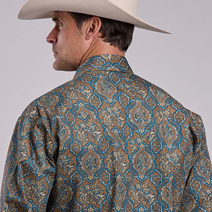 Stetson Men's Vintage Medallion Paisley Western Snap Shirt in Brown