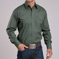 Stetson Men's Lattice Print Western Snap Shirt in Sage