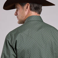Stetson Men's Lattice Print Western Snap Shirt in Sage
