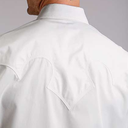 Stetson Men's Classic Solid Snap Poplin Shirt in Optic White