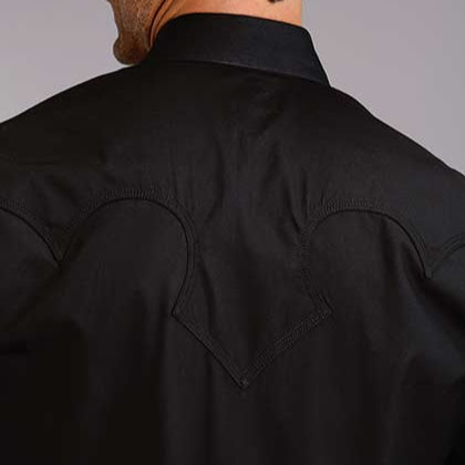 Stetson Men's Classic Solid Snap Poplin Shirt in Black