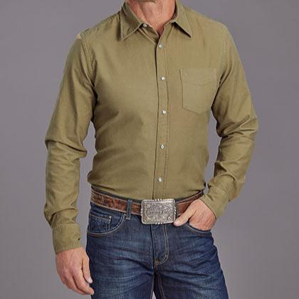 Stetson Men's L/S Baby Corduroy Western Snap Shirt in Brown