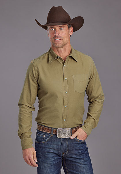 Stetson Men's L/S Baby Corduroy Western Snap Shirt in Brown