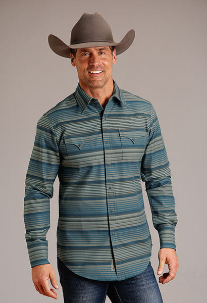Stetson Men's Rugged Serape Stripe Western Snap Shirt