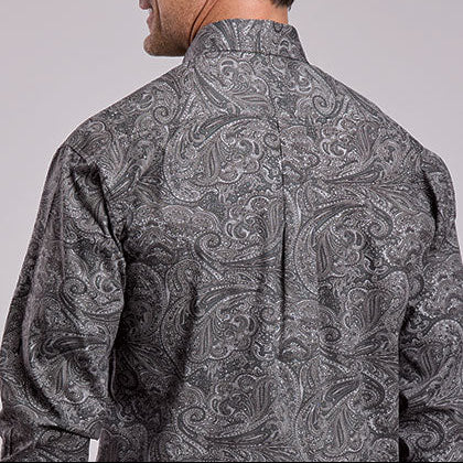 Stetson Men's Smoke Paisley Western Button Down Shirt in Grey