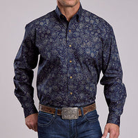 Stetson Men's Midnight Sky Print Western Button Down Shirt in Blue