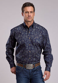 Stetson Men's Midnight Sky Print Western Button Down Shirt in Blue