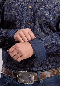 Stetson Men's Midnight Sky Print Western Button Down Shirt in Blue