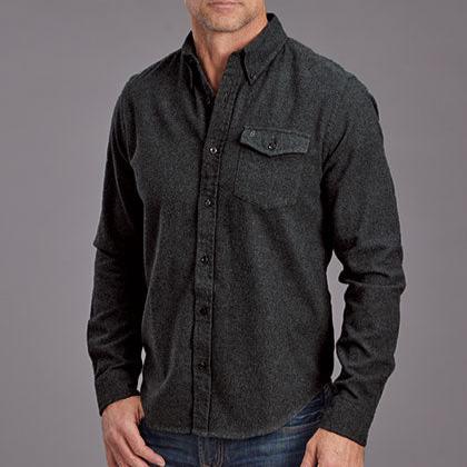 Stetson Men's L/S Heathered Flannel Western Button Down Shirt in Grey