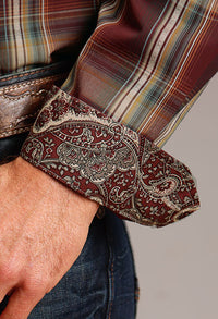 Stetson Men's Sandstone Ombre Plaid Long Sleeve Western Button Down Shirt