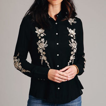 Stetson Women's Embroidered Back Crepe Western Shirt