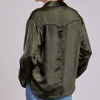 Stetson Women's L/S Satin Blouse in Olive