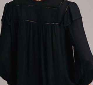 Stetson Women's Black Rayon Herringbone Three Quarter Sleeve Blouse