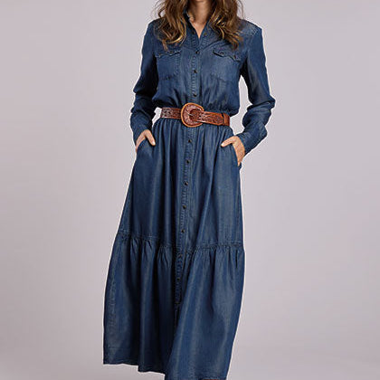 Stetson Western Denim Maxi Dress