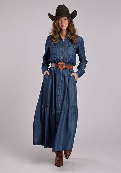 Stetson Women's L/S Western Denim Maxi Dress