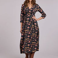 Stetson Women's Night Ride Printed Midi Dress in Black