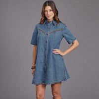 Stetson Women's Medium Wash Blue Denim Shirt Dress