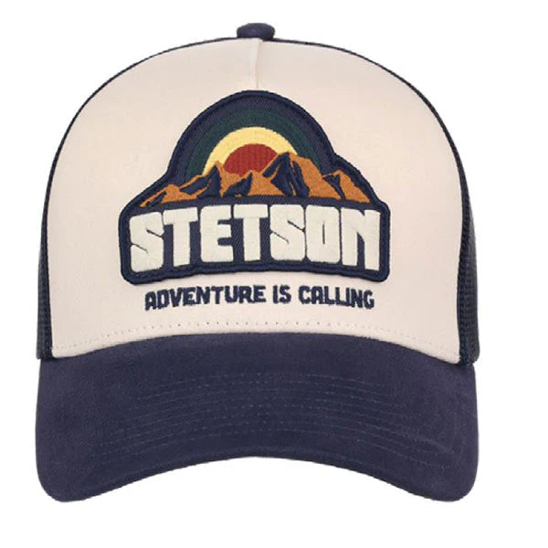 Stetson Adventure is Calling Trucker Hat in Cream and Navy