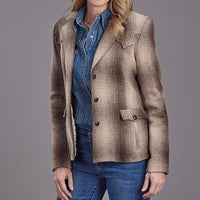 Stetson Women's Ombre Wool Plaid Western Blazer in Brown