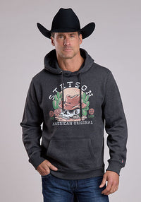 Stetson Men's American Original Cowboy Skull Hoodie in Charcoal Heather