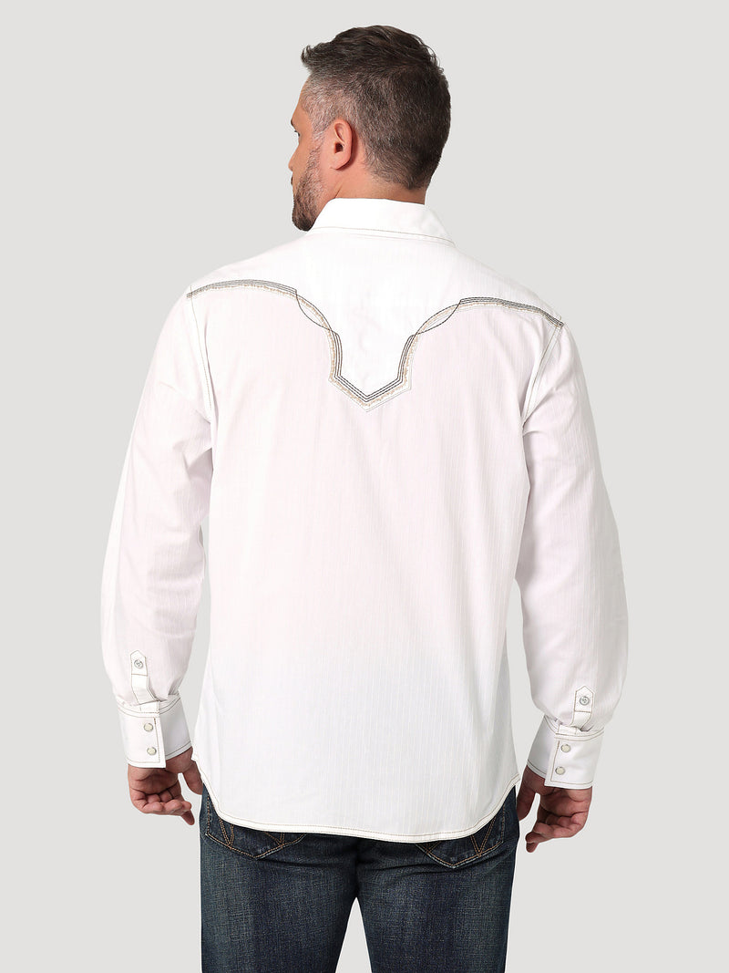 Wrangler Rock 47 Men's White Embroidered Western Shirt