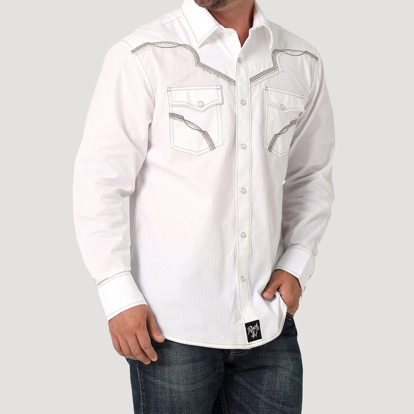 Mens white clearance western dress shirts